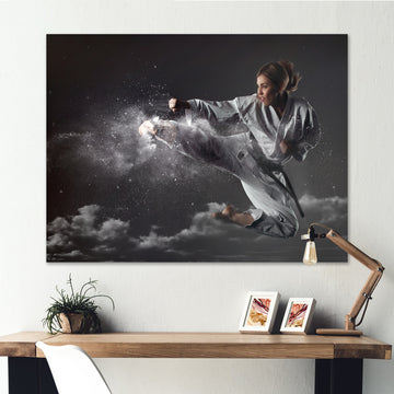 In Air Karate Martial Art Kick - Martial Arts Canvas Wall Art